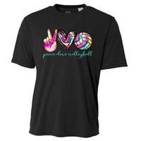 Peace Love Volleyball Player Tie Dye Style Women Teen Cooling Performance Crew T-Shirt