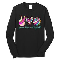 Peace Love Volleyball Player Tie Dye Style Women Teen Long Sleeve Shirt