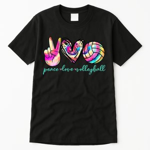 Peace Love Volleyball Player Tie Dye Style Women Teen Tall T-Shirt