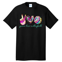 Peace Love Volleyball Player Tie Dye Style Women Teen Tall T-Shirt