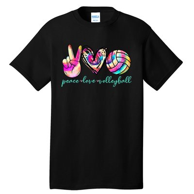 Peace Love Volleyball Player Tie Dye Style Women Teen Tall T-Shirt