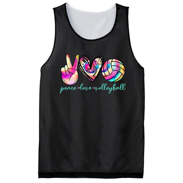 Peace Love Volleyball Player Tie Dye Style Women Teen Mesh Reversible Basketball Jersey Tank