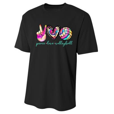 Peace Love Volleyball Player Tie Dye Style Women Teen Performance Sprint T-Shirt