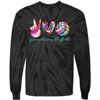 Peace Love Volleyball Player Tie Dye Style Women Teen Tie-Dye Long Sleeve Shirt