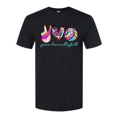 Peace Love Volleyball Player Tie Dye Style Women Teen Softstyle CVC T-Shirt