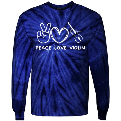 Peace Love Violin Retro Violin Lover Violin Player Tie-Dye Long Sleeve Shirt