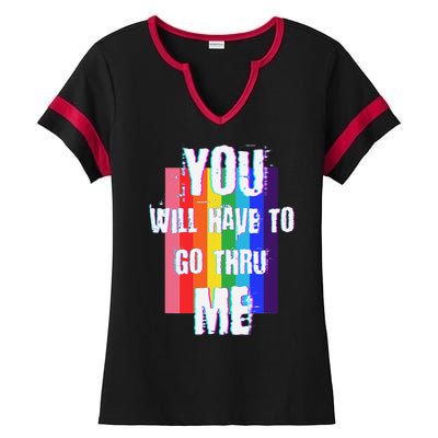 Pro Lgbtq+ Vintage Style Support Design Ladies Halftime Notch Neck Tee