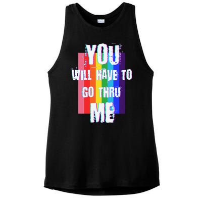 Pro Lgbtq+ Vintage Style Support Design Ladies PosiCharge Tri-Blend Wicking Tank