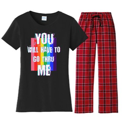 Pro Lgbtq+ Vintage Style Support Design Women's Flannel Pajama Set