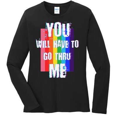 Pro Lgbtq+ Vintage Style Support Design Ladies Long Sleeve Shirt