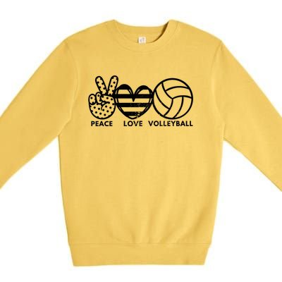 Peace Love Volleyball Sports Enthusiasts Volleyball Player Great Gift Premium Crewneck Sweatshirt