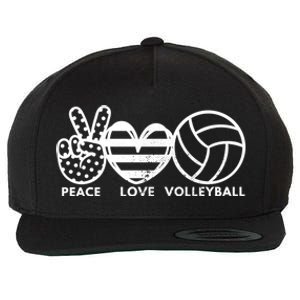 Peace Love Volleyball Sports Enthusiasts Volleyball Player Great Gift Wool Snapback Cap