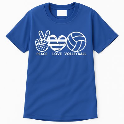 Peace Love Volleyball Sports Enthusiasts Volleyball Player Great Gift Tall T-Shirt