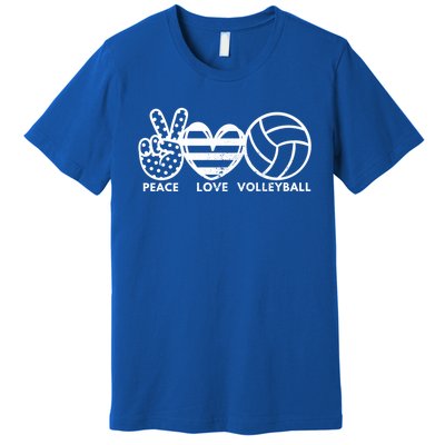 Peace Love Volleyball Sports Enthusiasts Volleyball Player Great Gift Premium T-Shirt