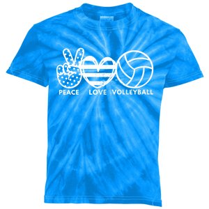 Peace Love Volleyball Sports Enthusiasts Volleyball Player Great Gift Kids Tie-Dye T-Shirt