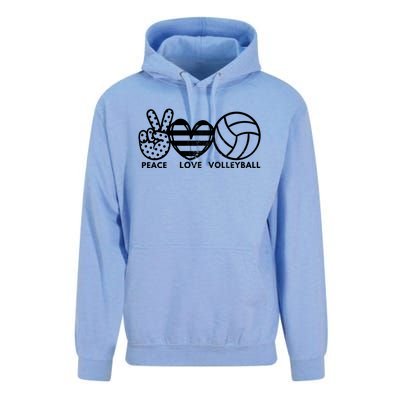 Peace Love Volleyball Sports Enthusiasts Volleyball Player Great Gift Unisex Surf Hoodie