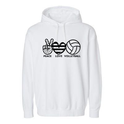 Peace Love Volleyball Sports Enthusiasts Volleyball Player Great Gift Garment-Dyed Fleece Hoodie