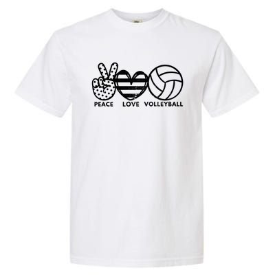 Peace Love Volleyball Sports Enthusiasts Volleyball Player Great Gift Garment-Dyed Heavyweight T-Shirt