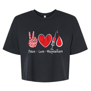 Peace Love Venipuncture Phlebotomist Phlebotomy Technician Bella+Canvas Jersey Crop Tee