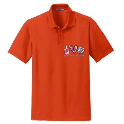 Peace Love Volleyball Player Tie Dye Style Teen Dry Zone Grid Polo