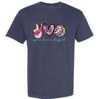 Peace Love Volleyball Player Tie Dye Style Teen Garment-Dyed Heavyweight T-Shirt