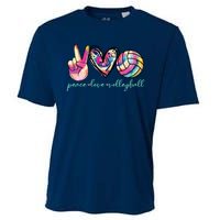 Peace Love Volleyball Player Tie Dye Style Teen Cooling Performance Crew T-Shirt