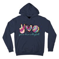 Peace Love Volleyball Player Tie Dye Style Teen Hoodie