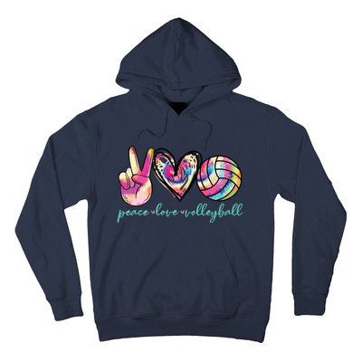 Peace Love Volleyball Player Tie Dye Style Teen Hoodie