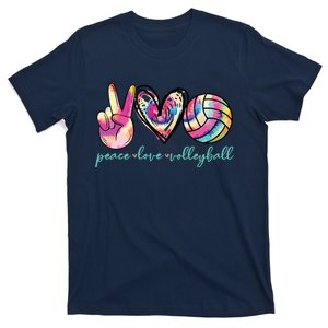 Peace Love Volleyball Player Tie Dye Style Teen T-Shirt