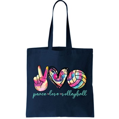 Peace Love Volleyball Player Tie Dye Style Teen Tote Bag