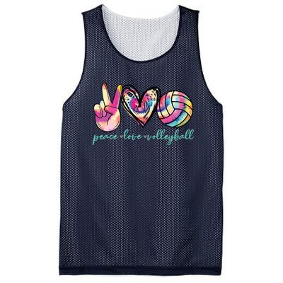 Peace Love Volleyball Player Tie Dye Style Teen Mesh Reversible Basketball Jersey Tank