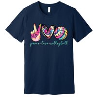 Peace Love Volleyball Player Tie Dye Style Teen Premium T-Shirt