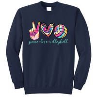 Peace Love Volleyball Player Tie Dye Style Teen Tall Sweatshirt