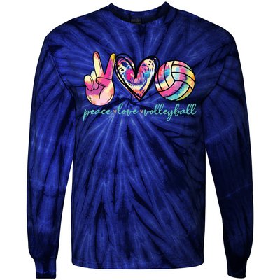 Peace Love Volleyball Player Tie Dye Style Teen Tie-Dye Long Sleeve Shirt