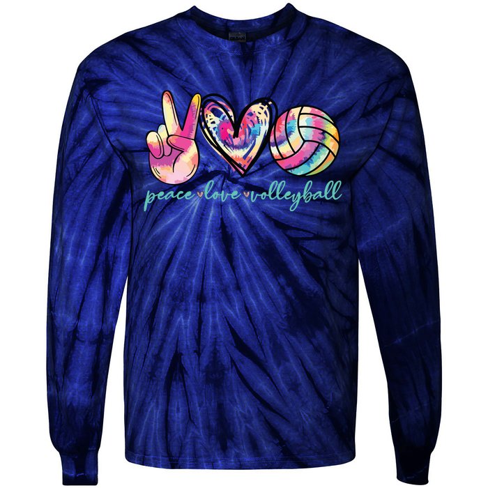 Peace Love Volleyball Player Tie Dye Style Teen Tie-Dye Long Sleeve Shirt