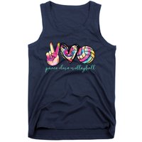 Peace Love Volleyball Player Tie Dye Style Teen Tank Top