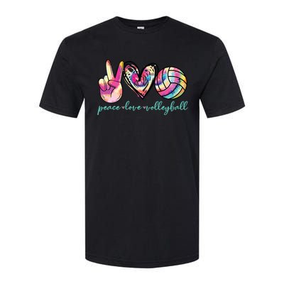 Peace Love Volleyball Player Tie Dye Style Teen Softstyle CVC T-Shirt