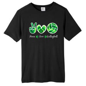 Peace Love Volleyball Player Tie Dye St Patrick's Day Gift Tall Fusion ChromaSoft Performance T-Shirt