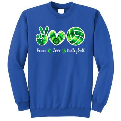 Peace Love Volleyball Player Tie Dye St Patrick's Day Gift Sweatshirt