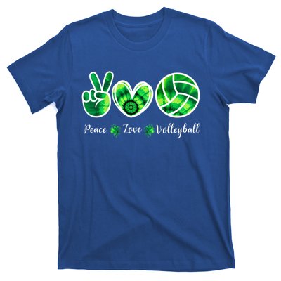 Peace Love Volleyball Player Tie Dye St Patrick's Day Gift T-Shirt