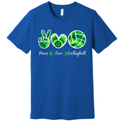 Peace Love Volleyball Player Tie Dye St Patrick's Day Gift Premium T-Shirt