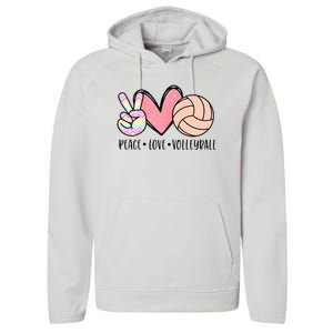 Peace Love Volleyball Performance Fleece Hoodie