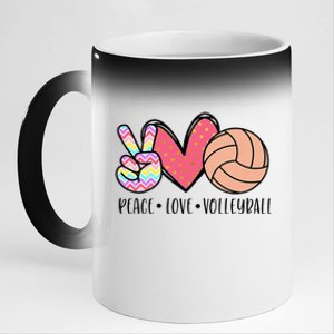 Peace Love Volleyball Cute Design 11oz Black Color Changing Mug