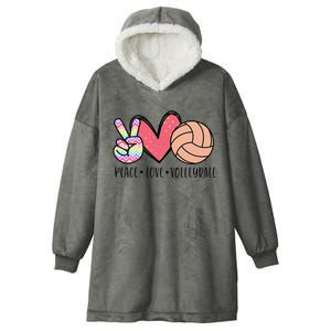 Peace Love Volleyball Cute Design Hooded Wearable Blanket