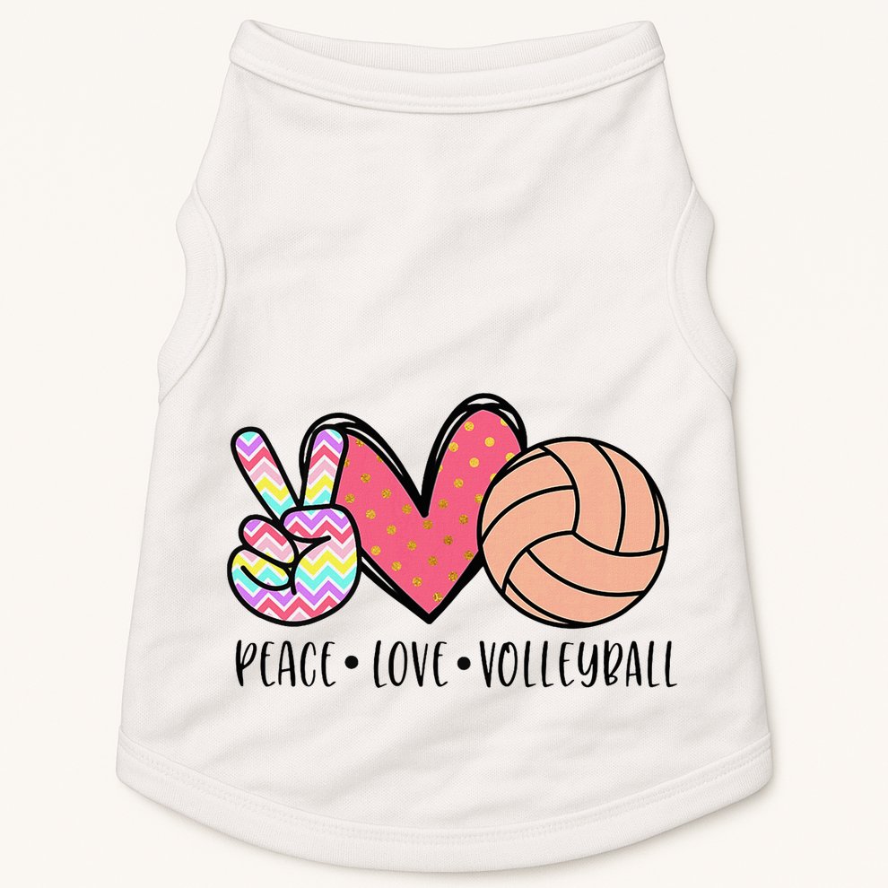 Peace Love Volleyball Cute Design Doggie Tank