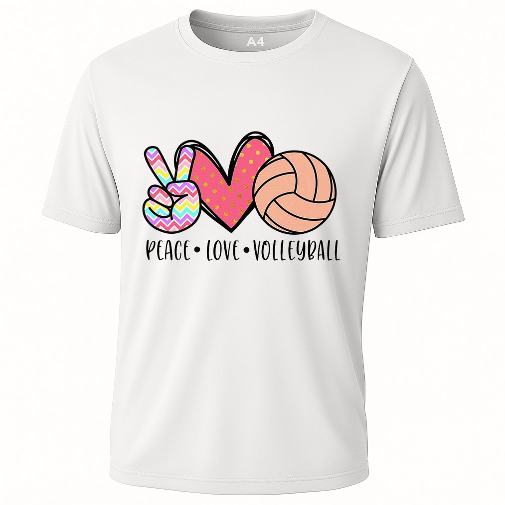 Peace Love Volleyball Cute Design Cooling Performance Crew T-Shirt