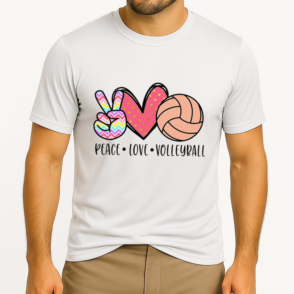 Peace Love Volleyball Cute Design Cooling Performance Crew T-Shirt