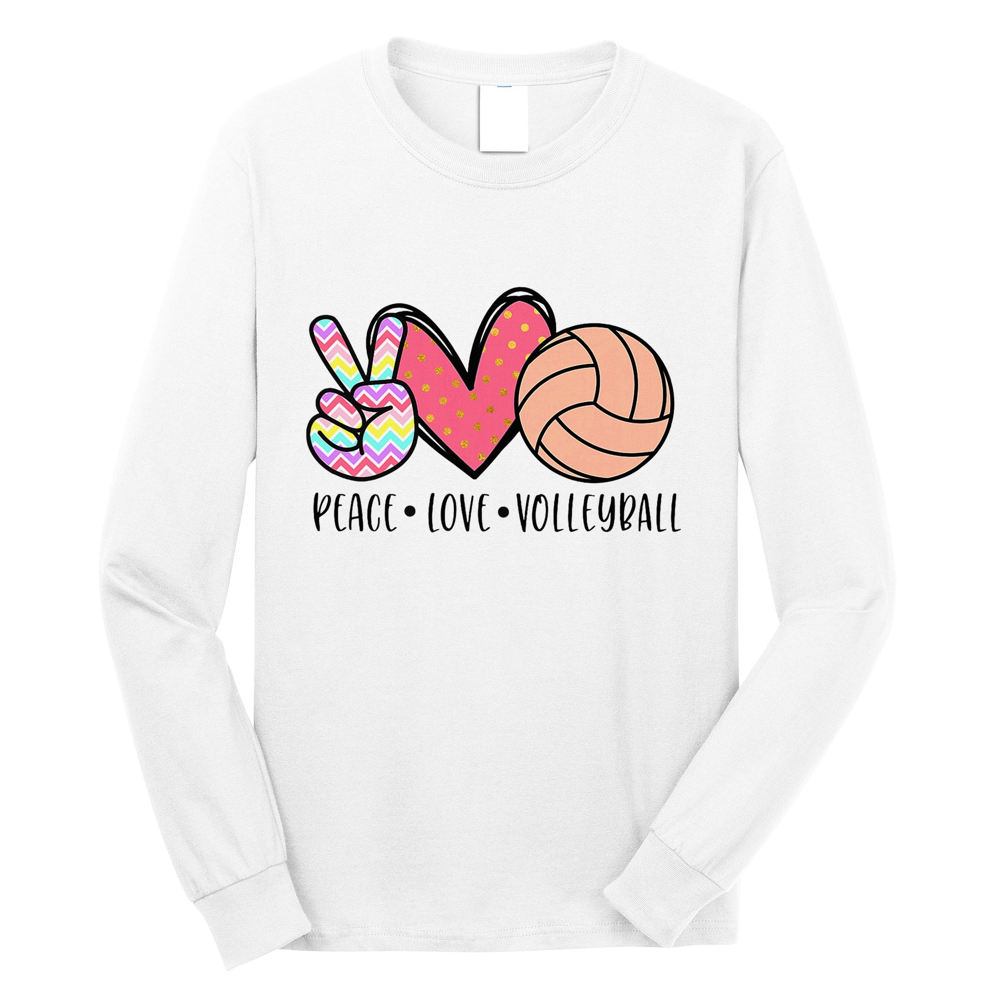 Peace Love Volleyball Cute Design Long Sleeve Shirt
