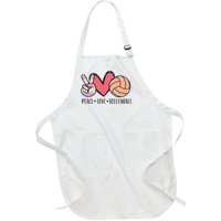 Peace Love Volleyball Cute Design Full-Length Apron With Pockets