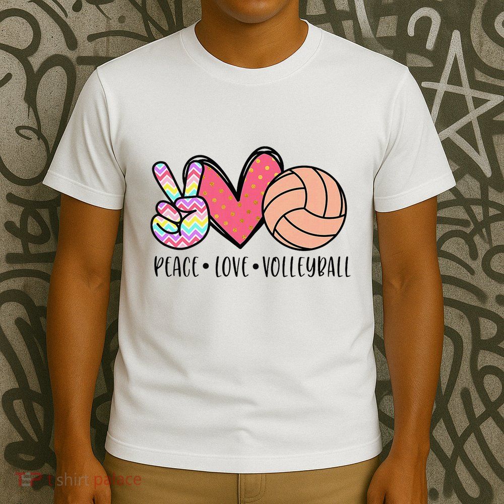 Peace Love Volleyball Cute Design T-Shirt